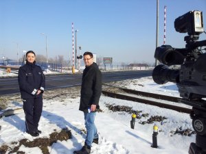 Policjantka udziela wywiadu telewizji TVP 3