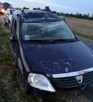 uszkodzona Dacia po zdarzeniu w Siedliszczu